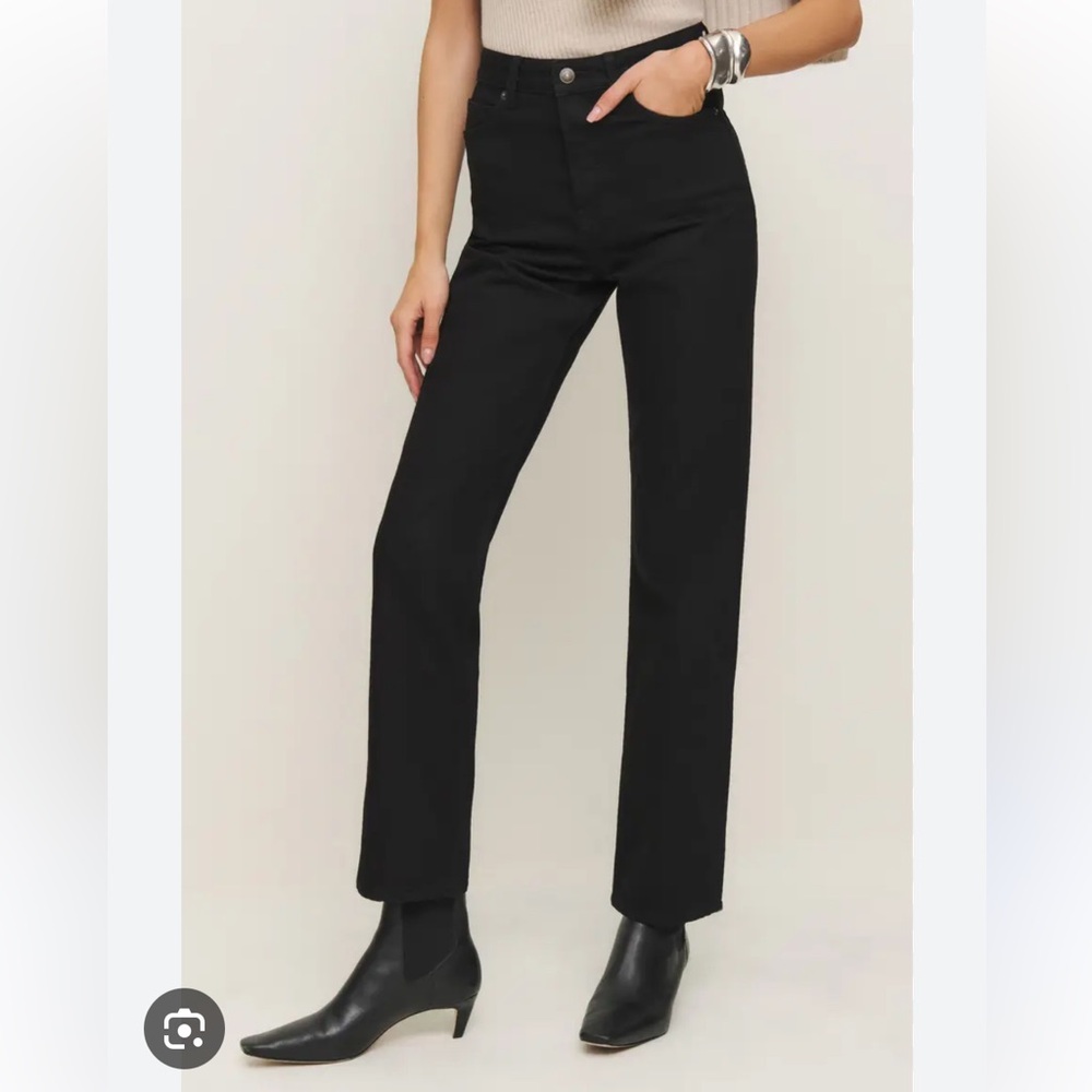 Reformation Cynthia High Rise Black Straight-Leg Jeans Size 25